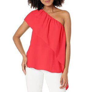 Trina Turk 'Satisfied' One-Shoulder Asymmetrical Crepe Top, Slushie